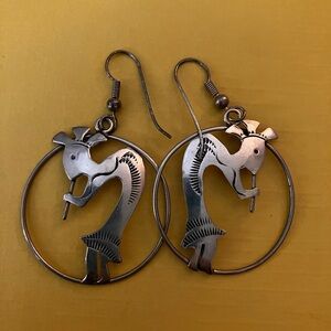 Silver Kokopelli Hoop Earrings